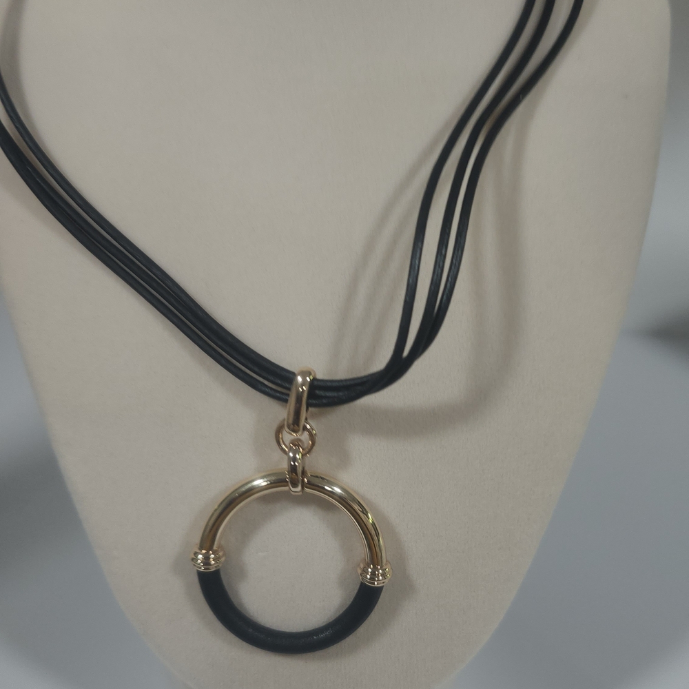 Ralph Lauren Black and Gold Circle Necklace